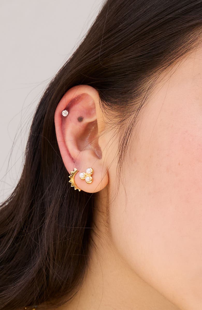 Dower & Hall Star Huggie Hoops, Alternate, color, Yellow Gold Vermeil