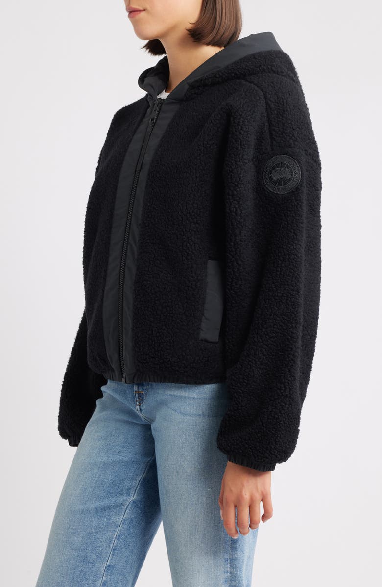 Canada Goose Alberini Reversible High Pile Fleece Bomber Jacket, Alternate, color, Black/ Black