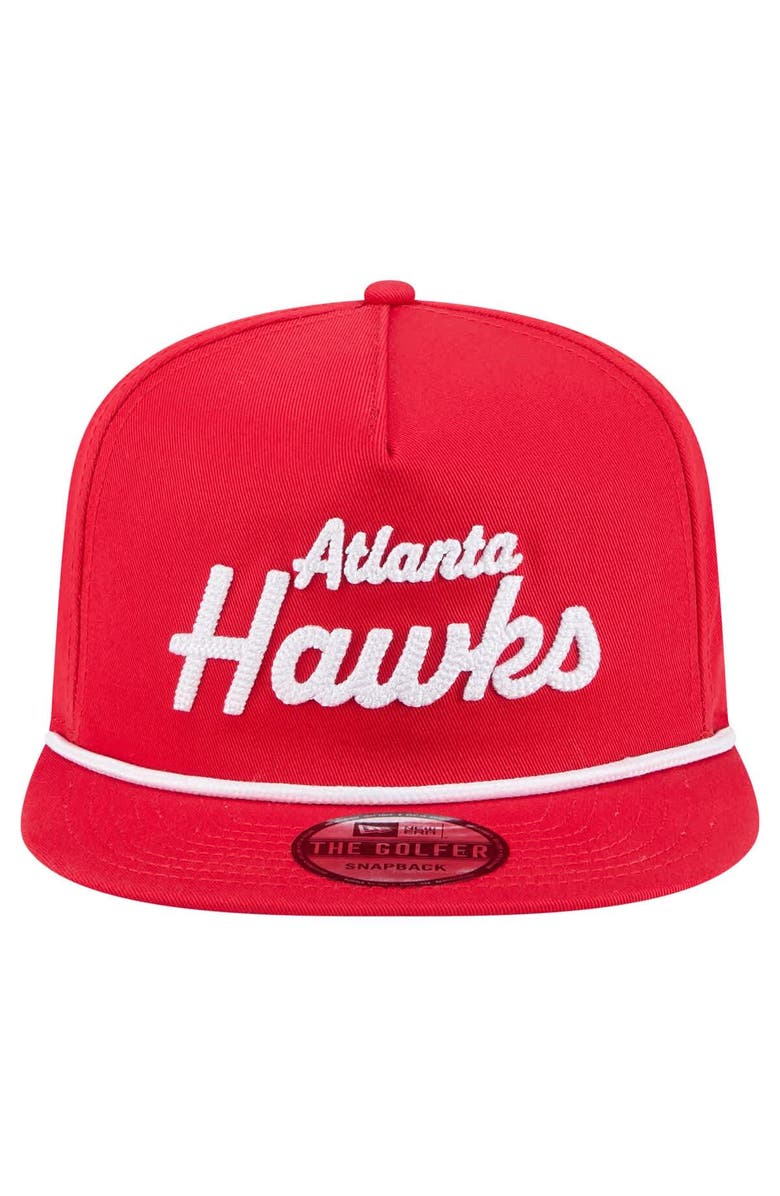 New Era Men's New Era Red Atlanta Hawks Team Text Golfer Snapback Hat, Alternate, color, Red