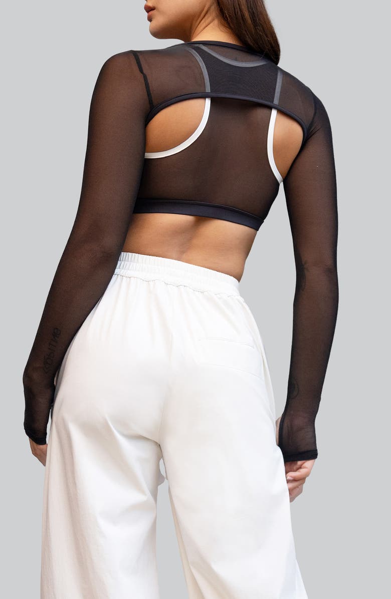 Heroine Sport Sheer Shrug, Alternate, color, Black