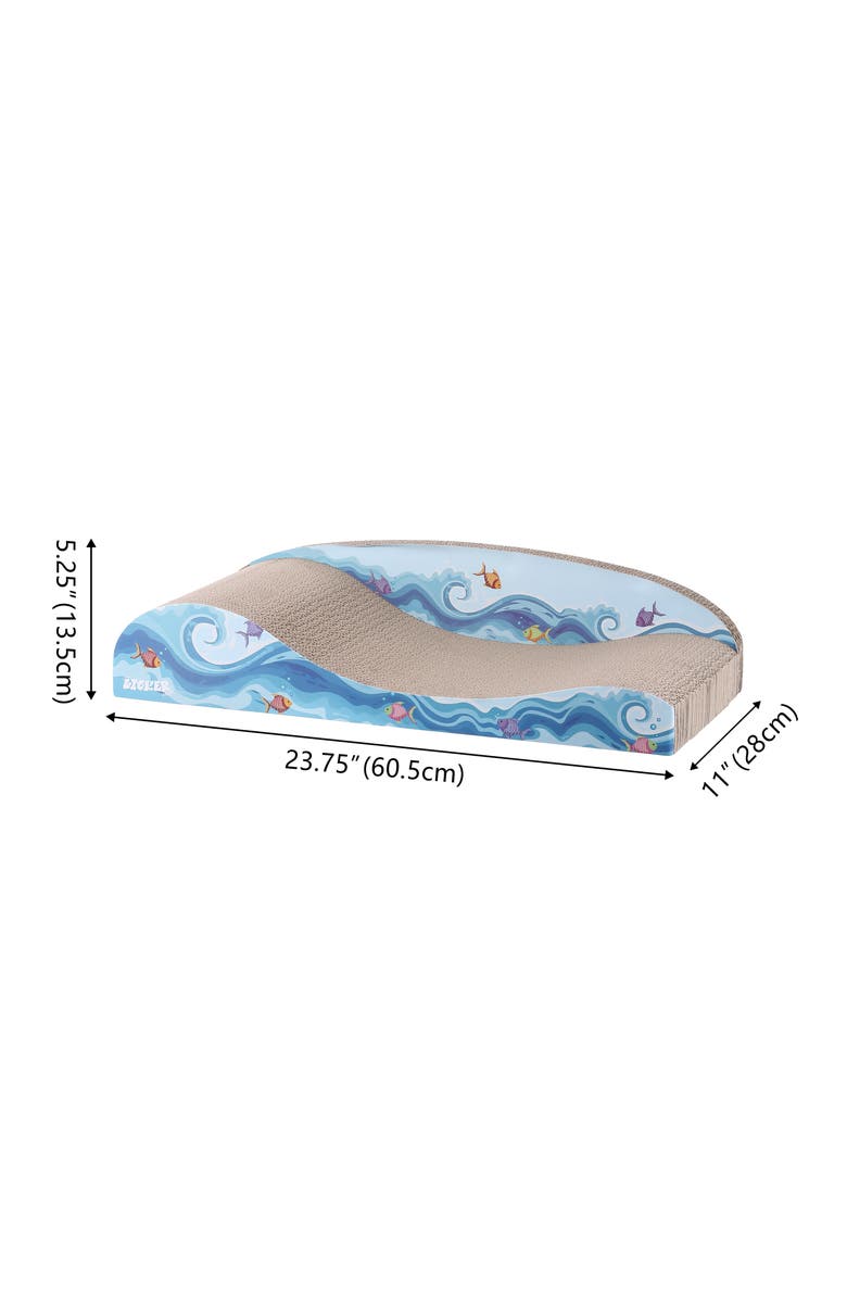The Licker Store Kokomo 23.75" Coastal Cardboard Lounge Bed Cat Scratcher with Catnip, Alternate, color, Blue/Orange