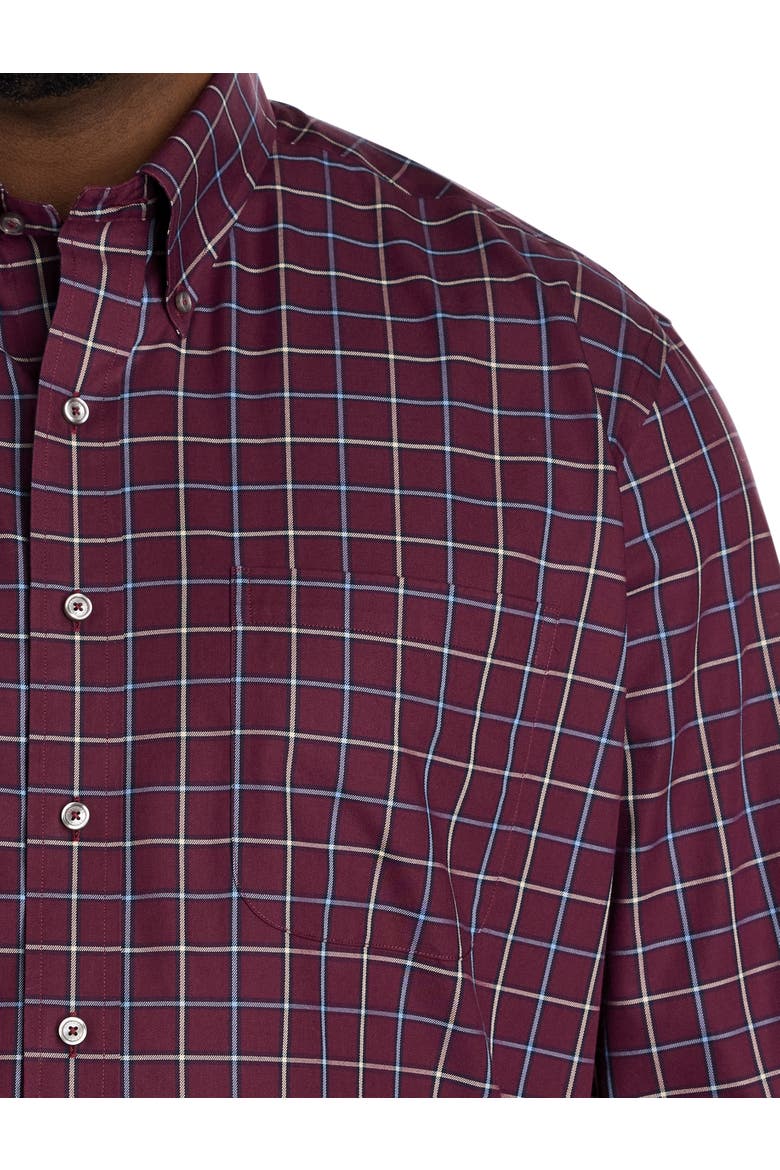 Big & Tall Non-Iron Windowpane Sport Shirt, Alternate, color, BURGUNDY BLU WHT