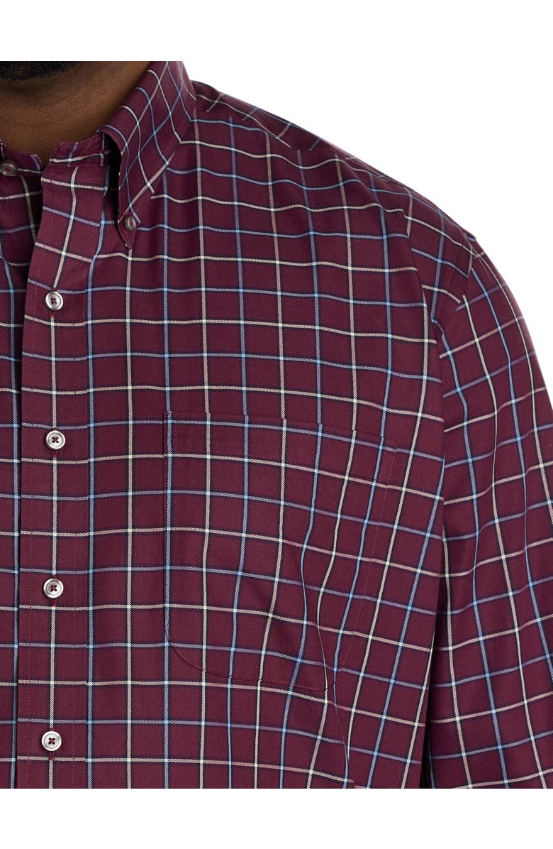 Brooks Brothers Big & Tall Non-Iron Windowpane Sport Shirt, Alternate, color, Burgundy Blu Wht