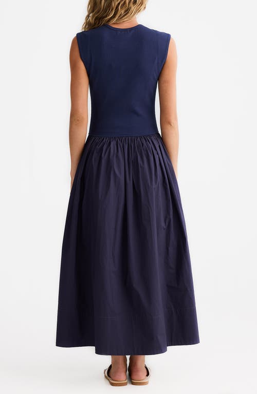 Brave + True Brave+true Daphne Sleeveless Mixed Media Dress In Blue