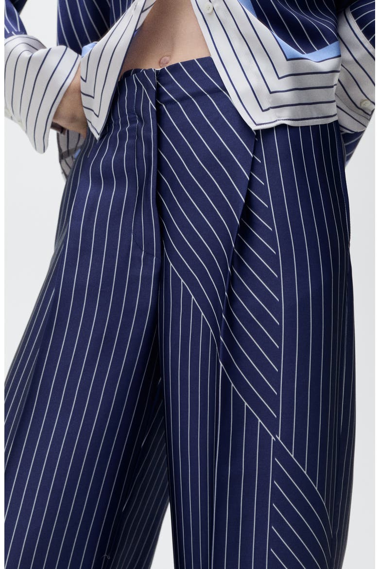 Contrast Stripe Satin Wide Leg Pants, Alternate, color, BLUE