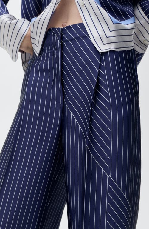Mango Contrast Stripe Satin Wide Leg Pants