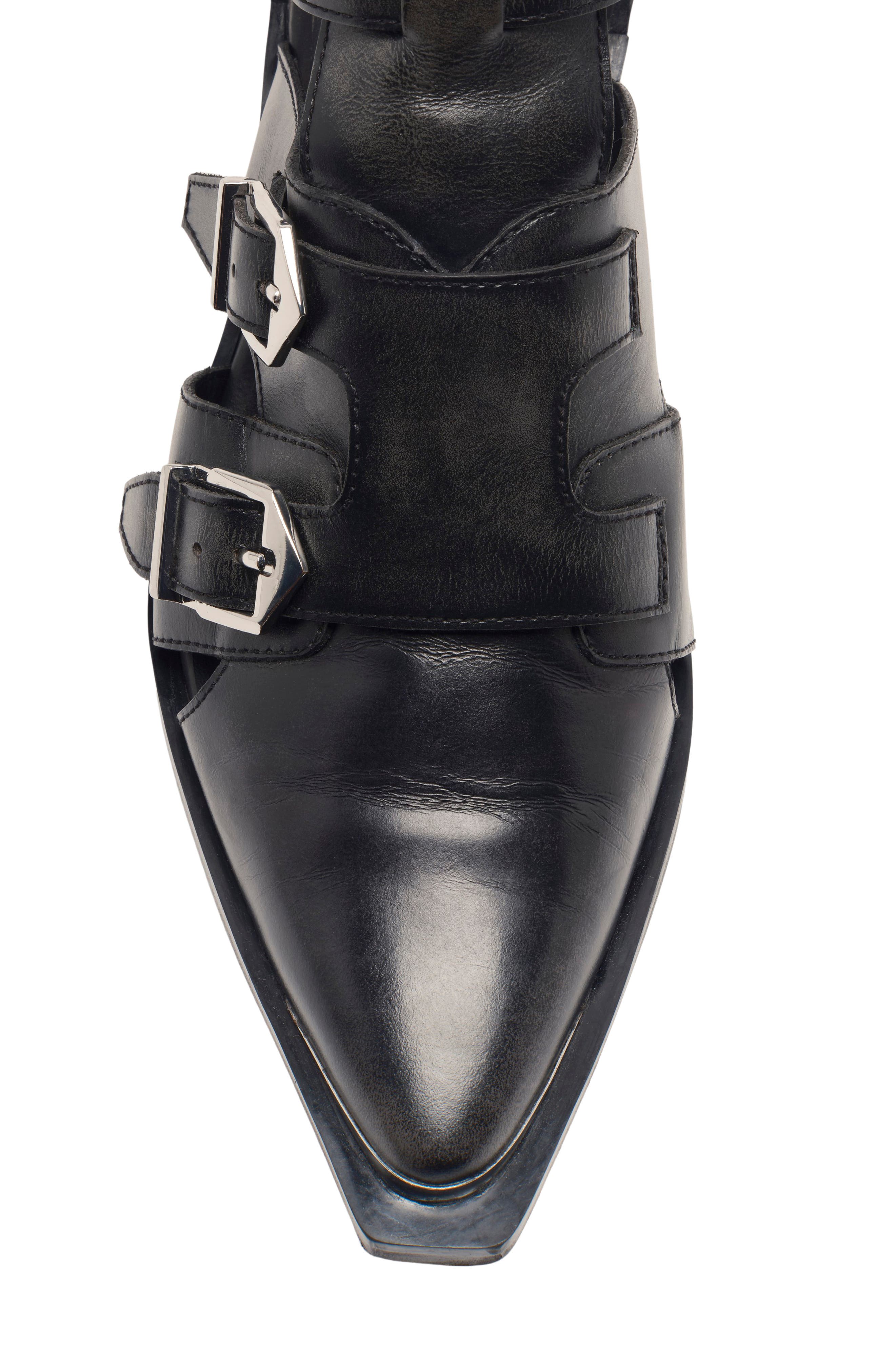 Free People Helen Buckle Strap Bootie, Alternate, color, Black Leather