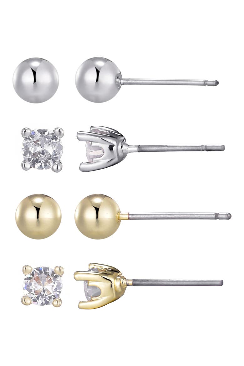Set of 4 Assorted Stud Earrings, Alternate, color, GOLD