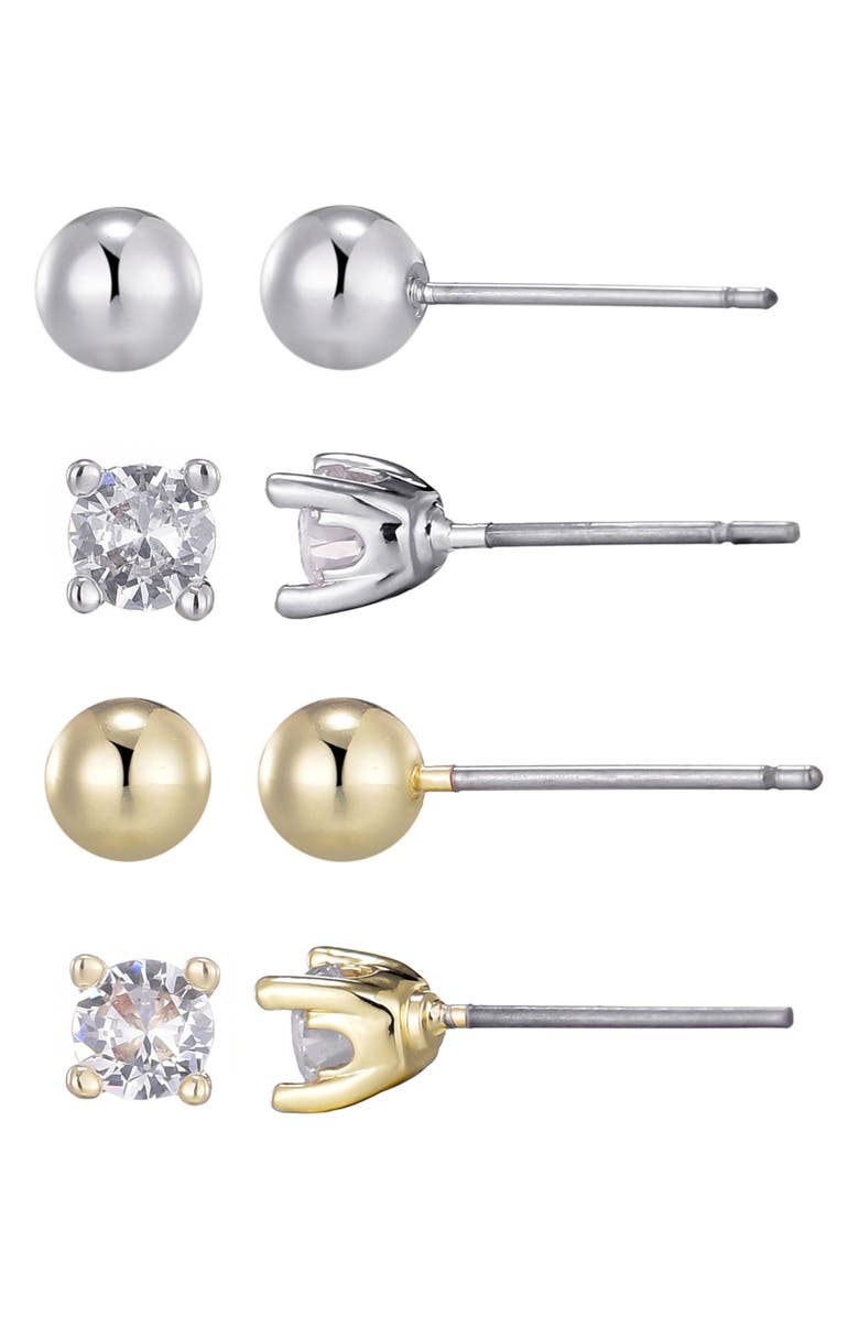 Adornia Set of 4 Assorted Stud Earrings, Alternate, color, Gold