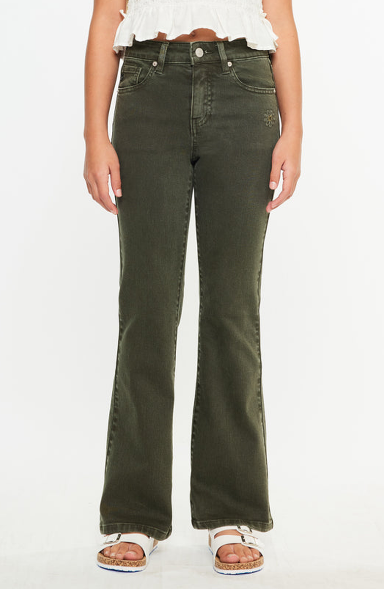 KanCan Ezra High Rise Flare Jeans, Main, color, Dark Olive