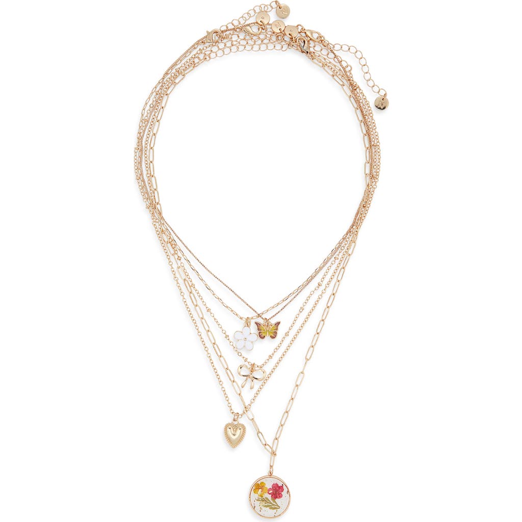 Bp. Set Of 5 Pendant Necklaces In Gold
