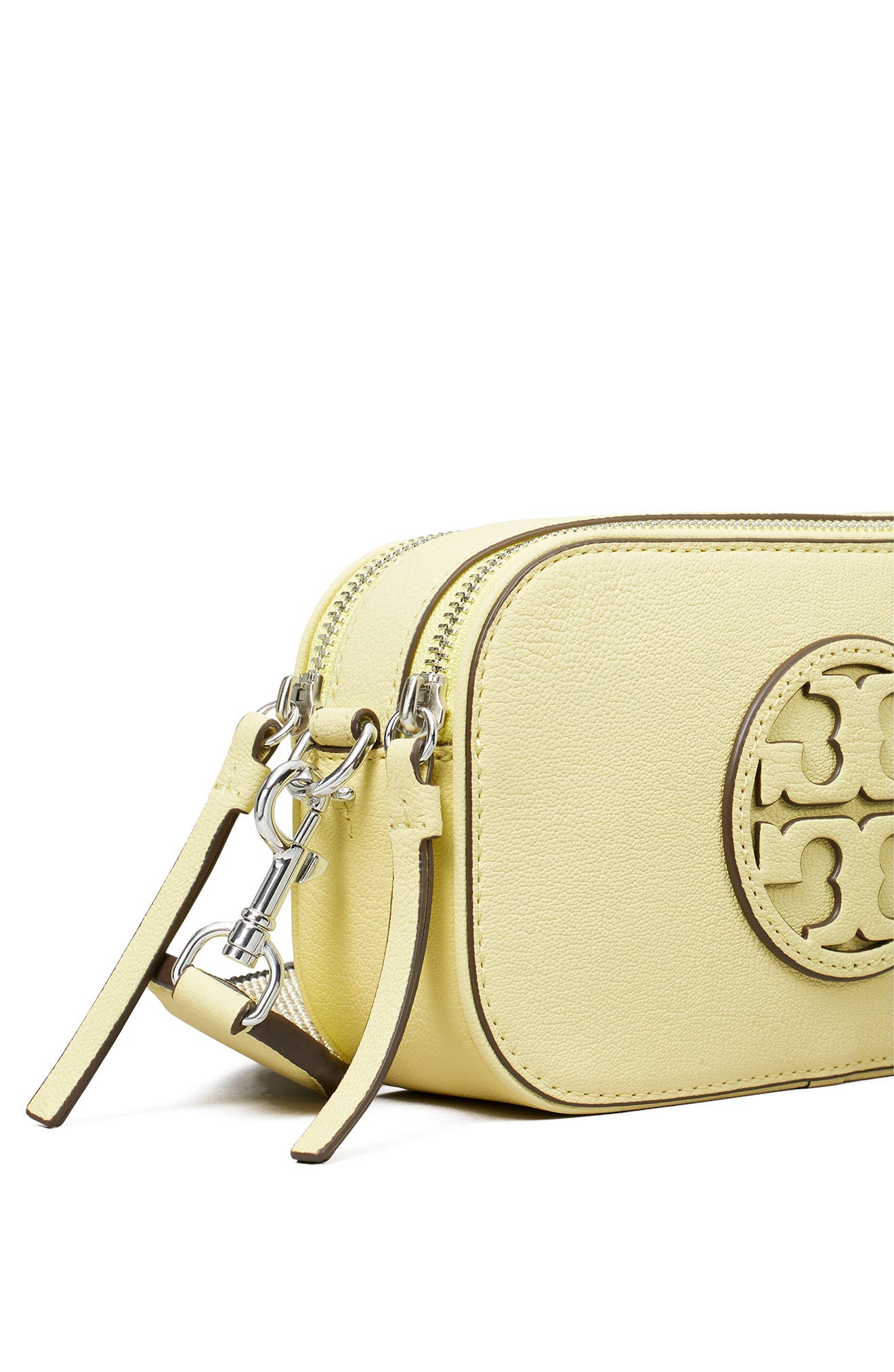 Tory Burch Miller Matte Mini Leather Crossbody Bag, Alternate, color, Lemon Zest