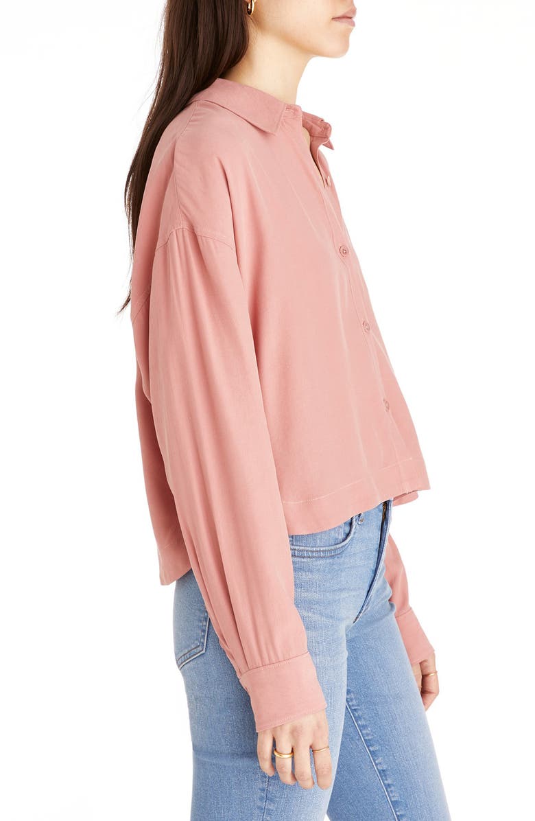 Madewell Lusterweave Hartfield Crop Shirt, Alternate, color, Misty Rose