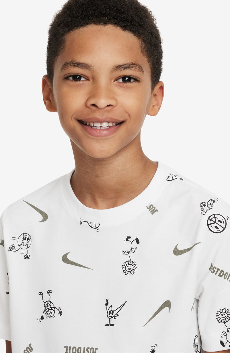 Nike Kids' Sportswear Print Cotton T-Shirt, Alternate, color, White