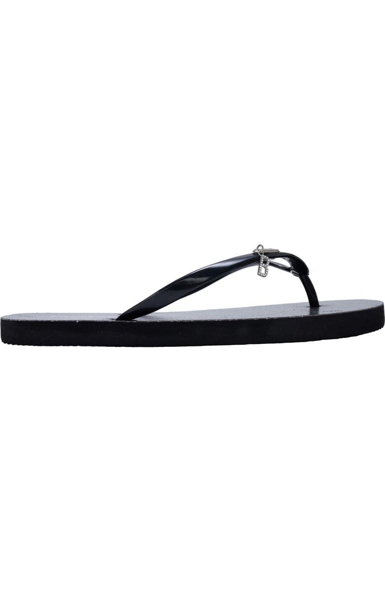 bebe Glittery Thong Sandal, Alternate, color, Black