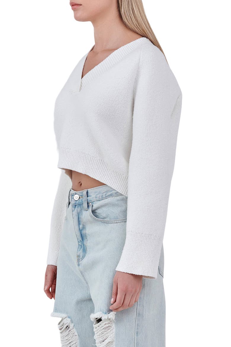 V-Neck Crop Sweater, Alternate, color, CREAM