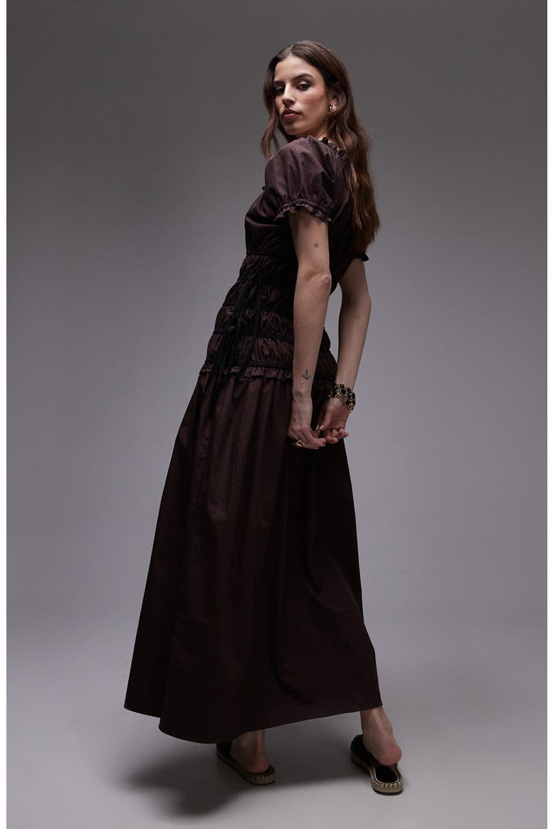 Shirred Bodice Maxi Dress, Alternate, color, BRONZE