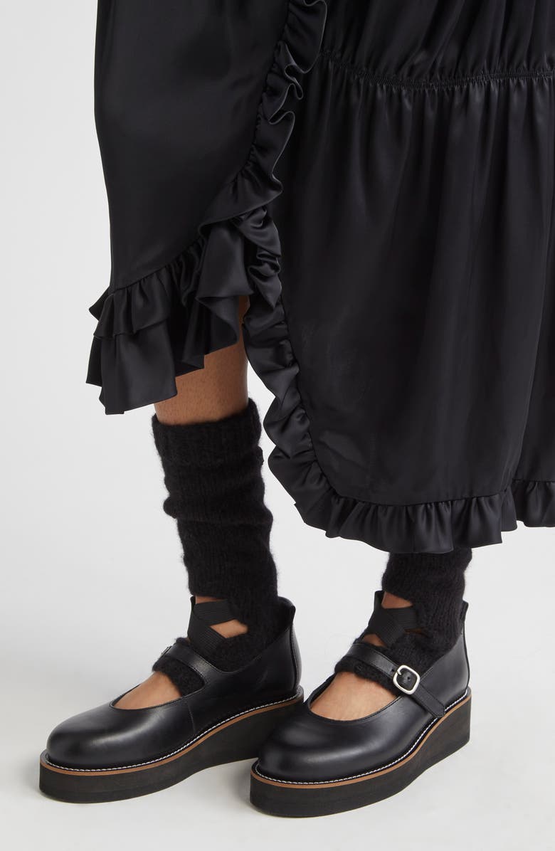 Meruert Tolegen Hand Knit Cutout Leg Warmers, Alternate, color, Black