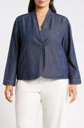 Eileen Fisher Curved Front Organic Cotton Denim Jacket