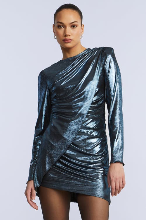 Bcbg Metallic Mini Dress In Blue