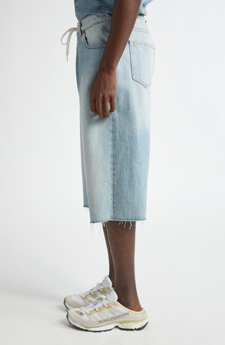 MM6 Maison Margiela Fray Hem Drawstring Denim Bermuda Shorts, Alternate, color, 