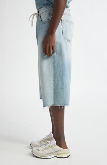 MM6 Maison Margiela Fray Hem Drawstring Denim Bermuda Shorts