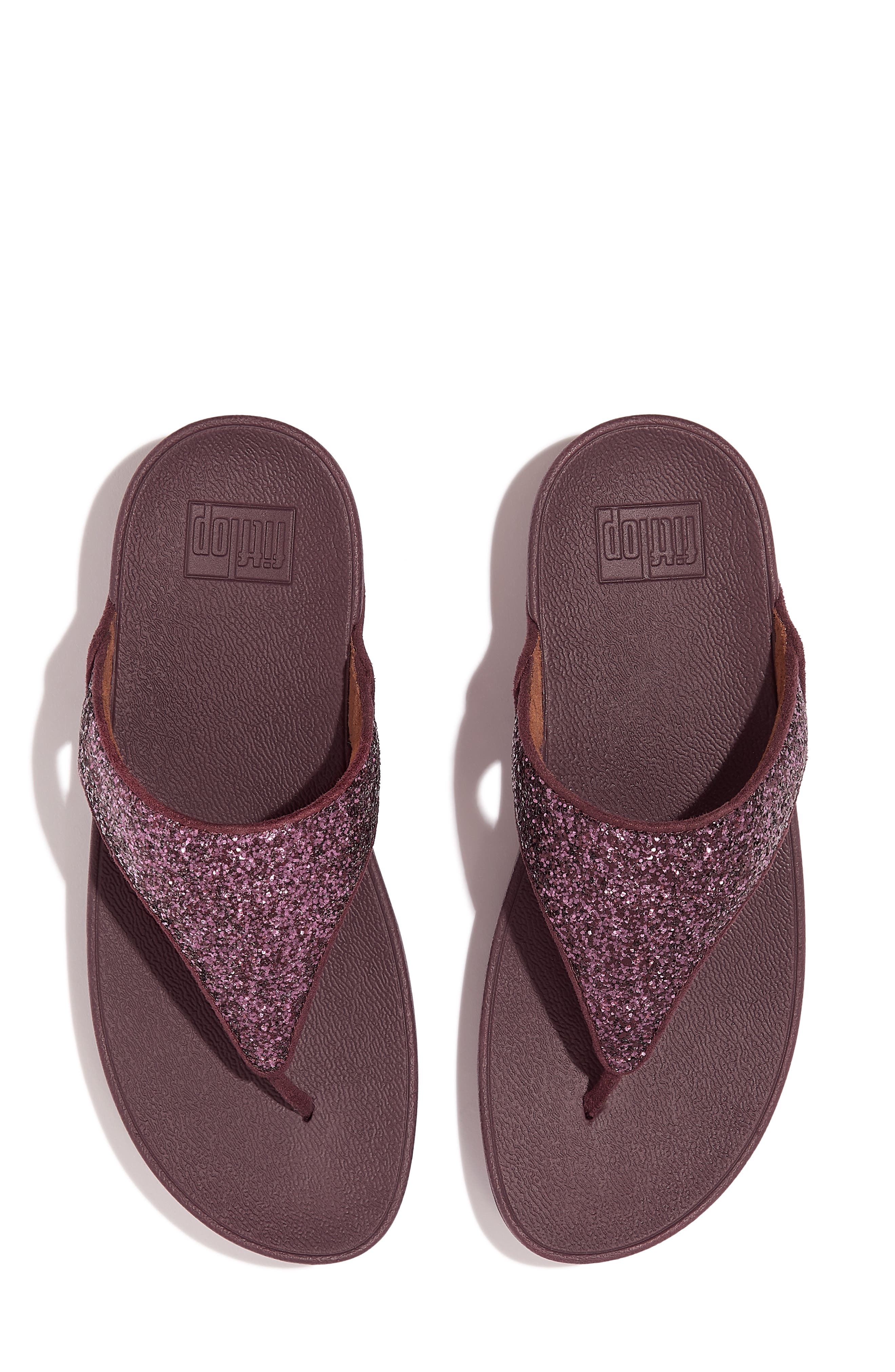 Lulu Embellished Platform Wedge Flip Flop, Alternate, color, METALLIC MAUVE WINE