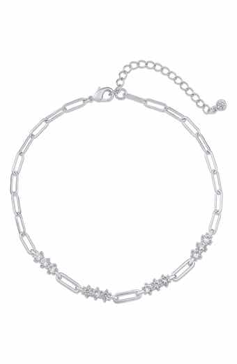 Round Cubic Zirconia Station Anklet