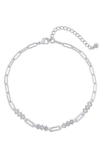 Cz By Kenneth Jay Lane Round Cubic Zirconia Station Anklet In Clear Silver