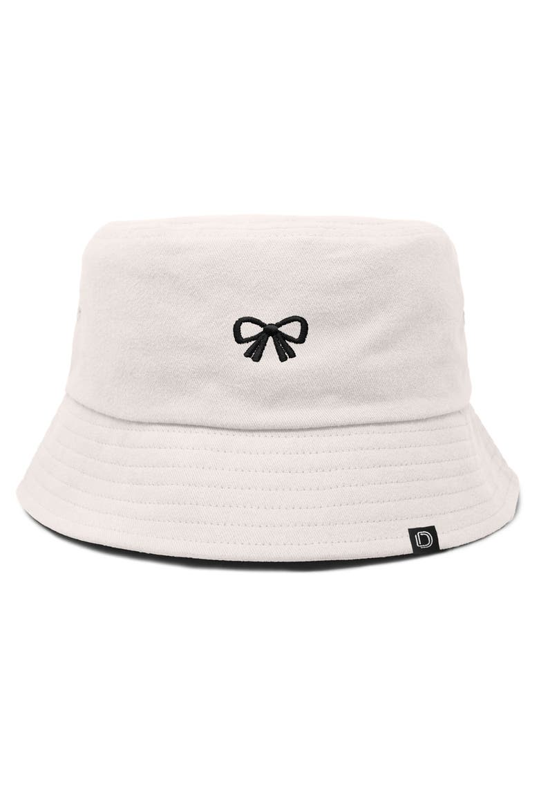 Bow Bucket Hat, Main, color, Parchment White