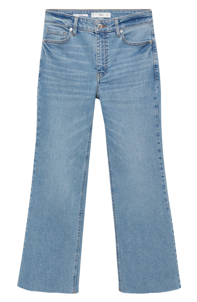 MANGO Sienna Raw Hem Crop Flare Jeans, Alternate, color, Medium Blue