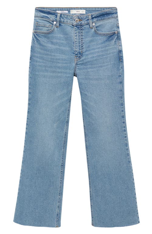 Shop Mango Sienna Raw Hem Crop Flare Jeans In Medium Blue
