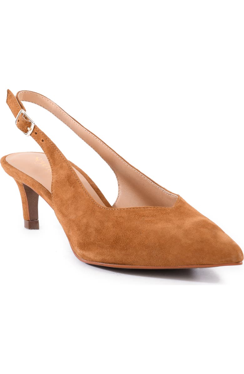 Seychelles Candlelight Slingback Pointed Toe Kitten Heel Pump, Main, color, Tan