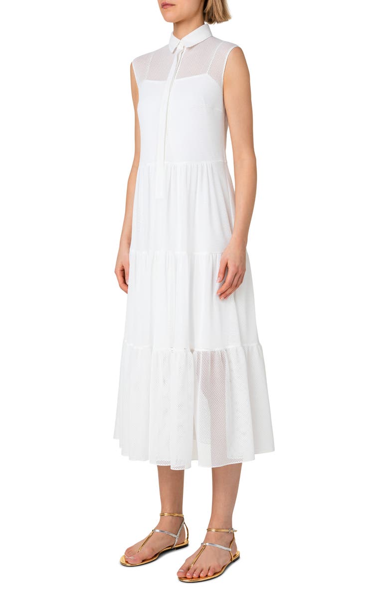 Akris punto Light Techno Mesh Sleeveless Dress, Alternate, color, Cream