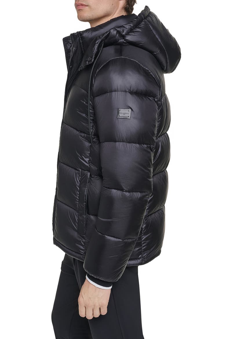Down Hooded Puffer Jacket, Alternate, color, BLACK