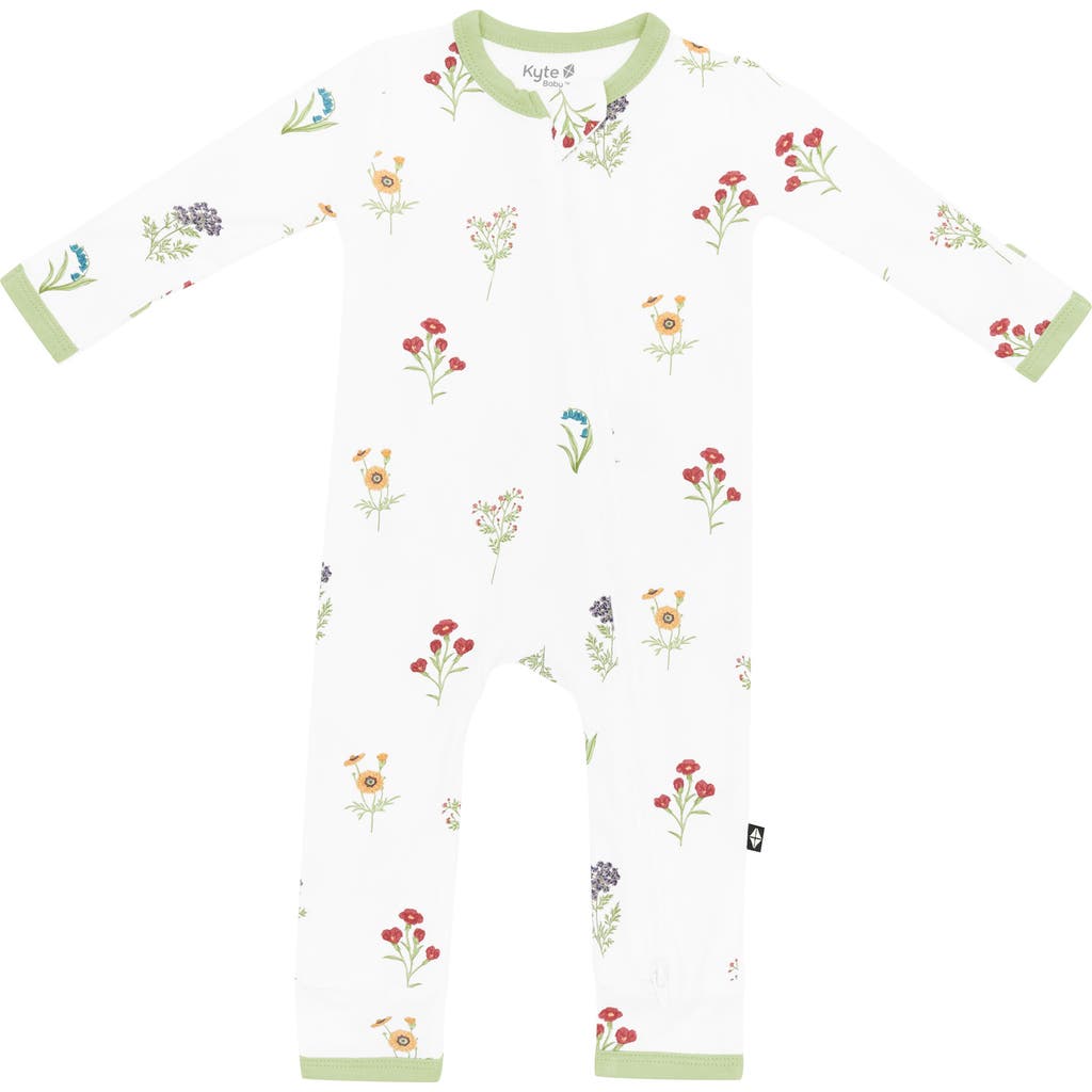 Kyte Baby Wildflower Zip-up Romper In White