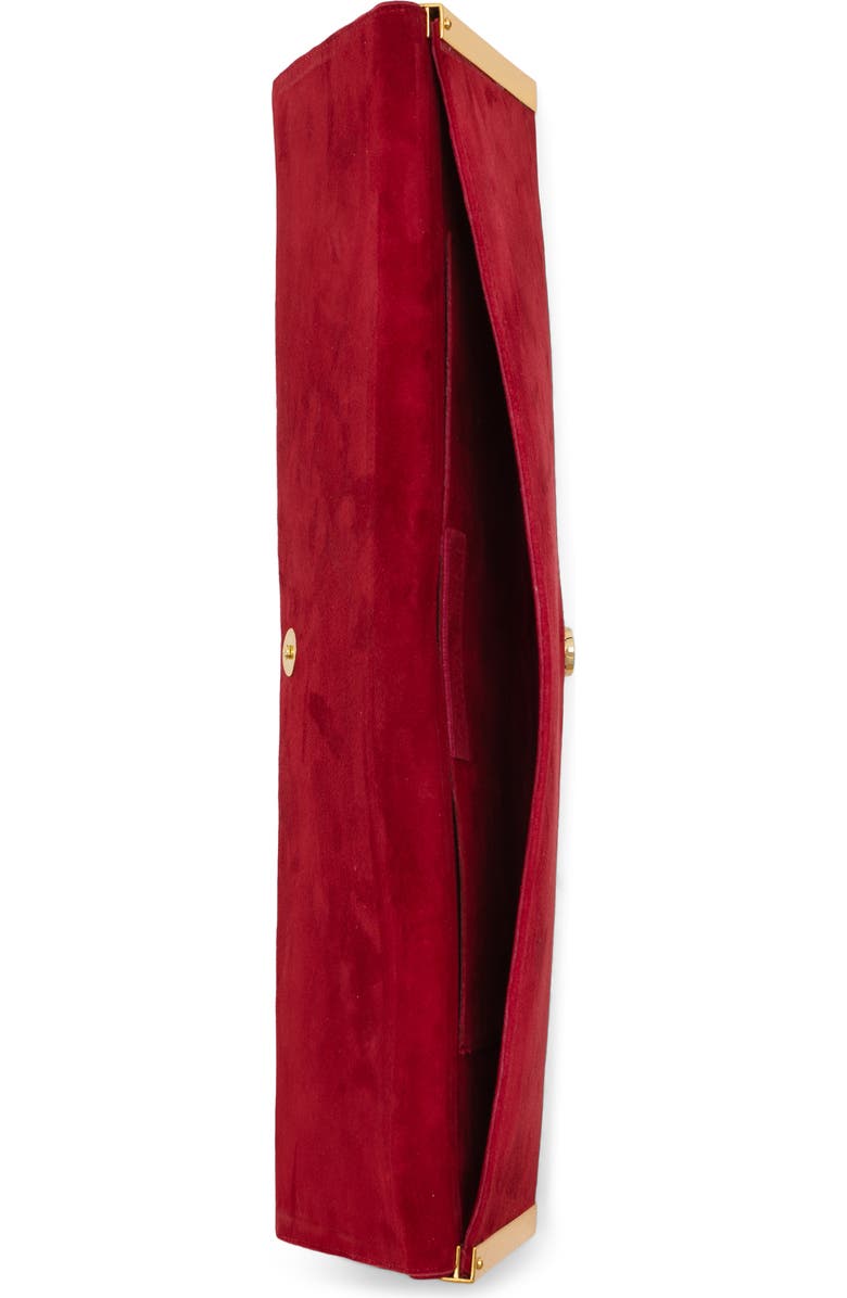 Jeffrey Campbell Suede Clutch, Alternate, color, Red Suede Silver Gold