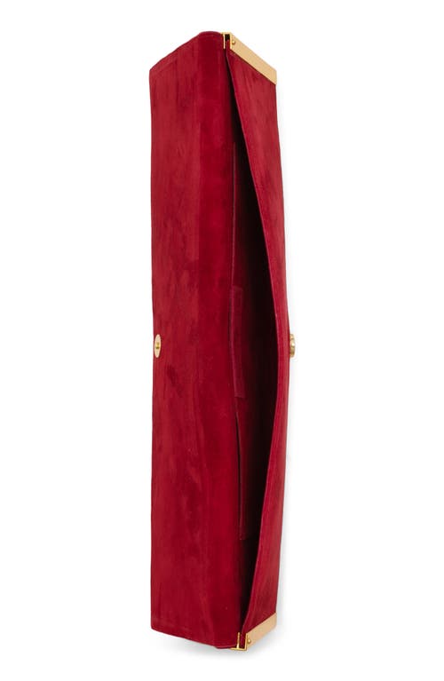 Jeffrey Campbell Suede Clutch In Red Suede Silver Gold