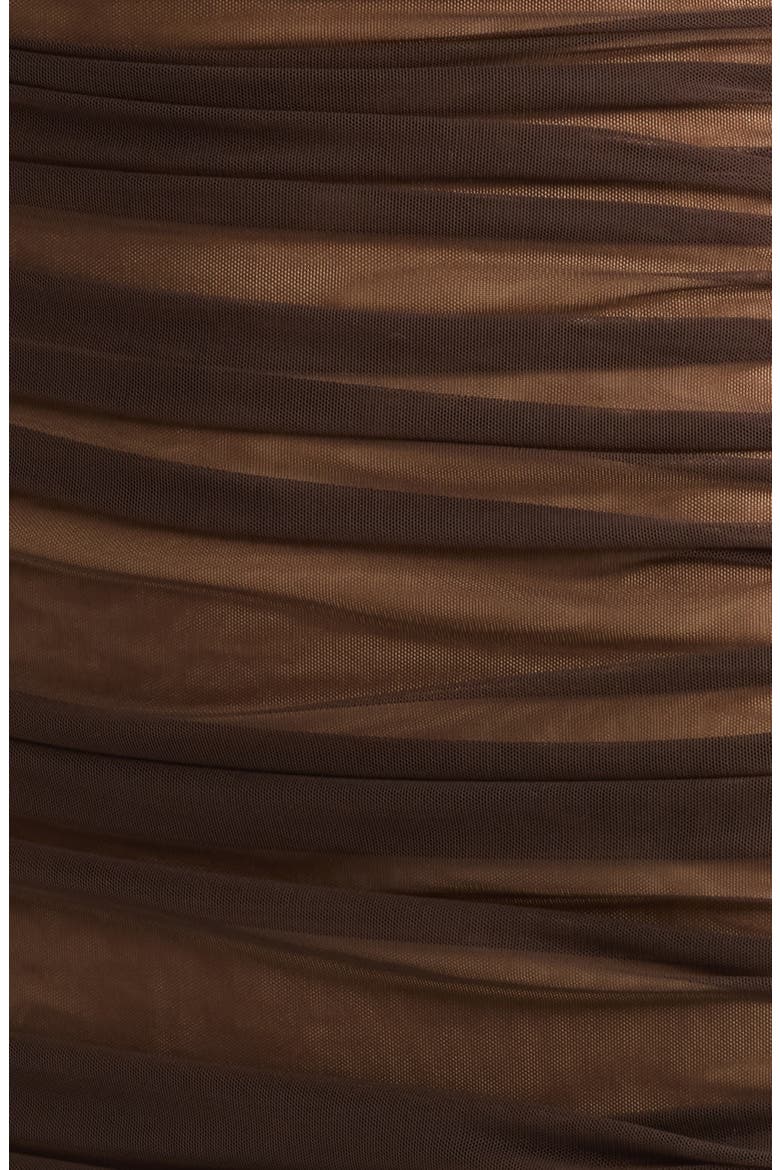 Marceline Mesh Panel Short Sleeve Minidress, Alternate, color, BROWN