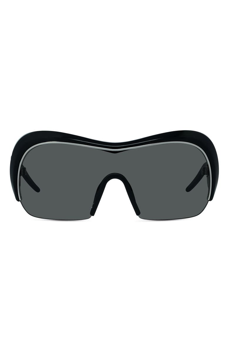 Givenchy Night Bird Geometric 131mm Shield Sunglasses, Main, color, Shiny Black / Smoke