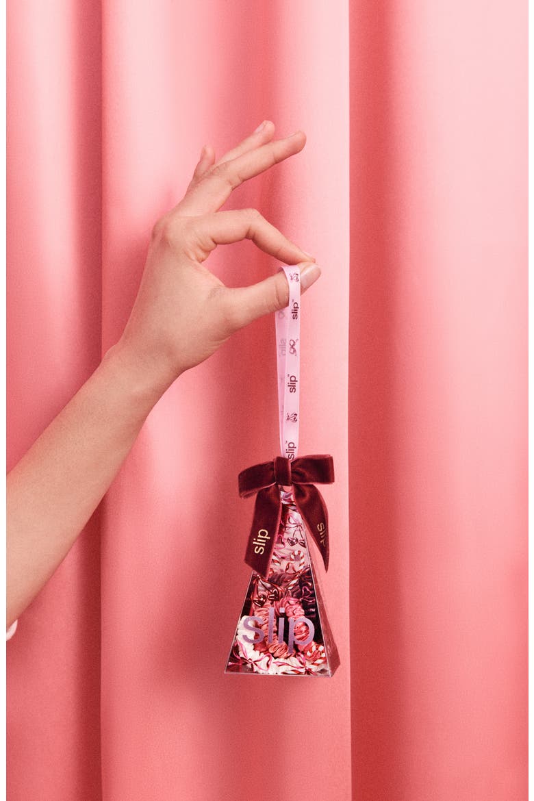Pure Silk 4-Pack Skinny Scrunchie Ornament $34 Value, Alternate, color, CANDY CANE