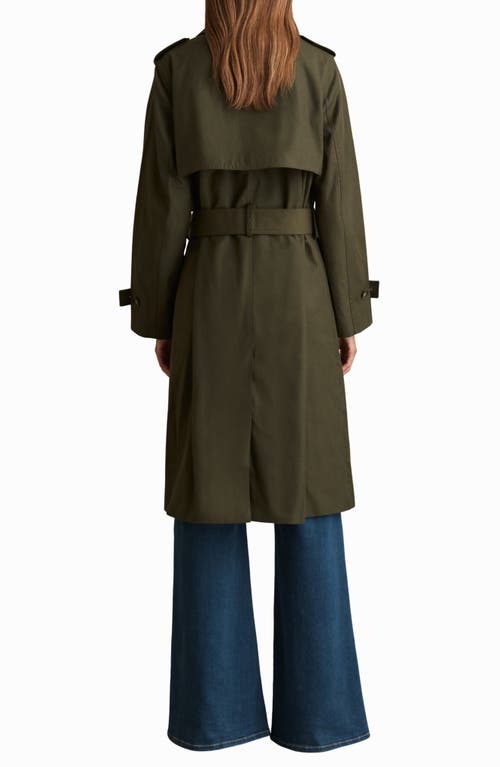 Reiss Azura Hooded Double Breasted Trench Coat In Green