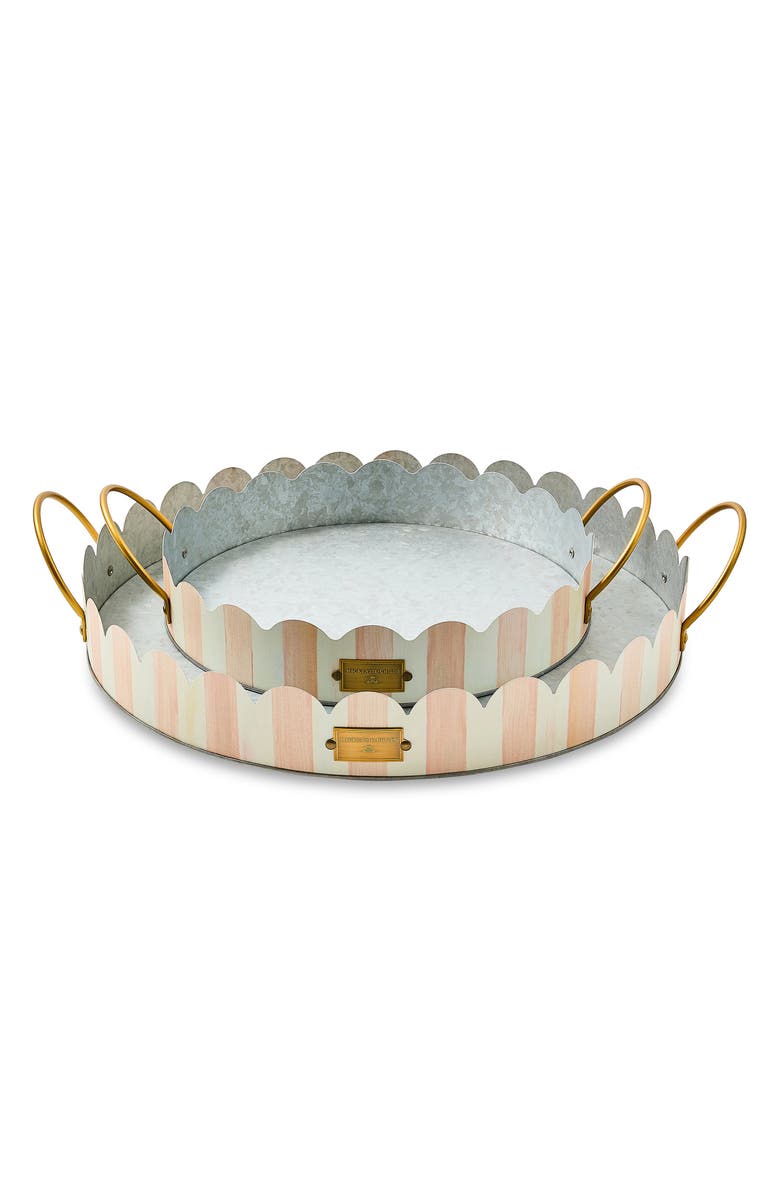 MACKENZIE CHILDS Rosy Stripe Set of 2 Serving Trays, Main, color, Rosy