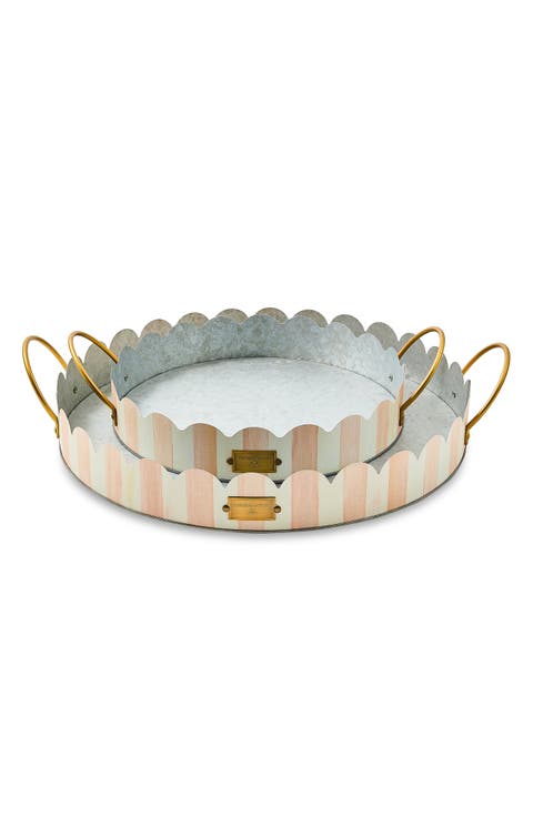 Rosy Stripe Set of 2 Serving Trays