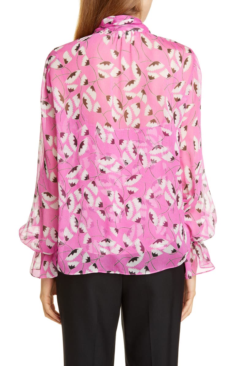 DVF Tina Tie-Neck Silk Blouse, Alternate, color, 