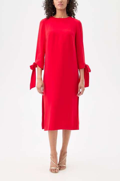 Drama Tie Sleeve Midi Dress