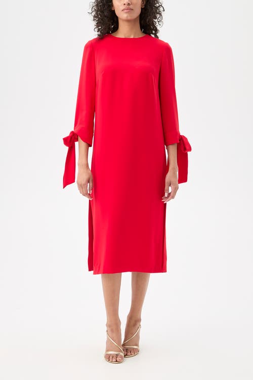 Trina Turk Drama Tie Sleeve Midi Dress In Red