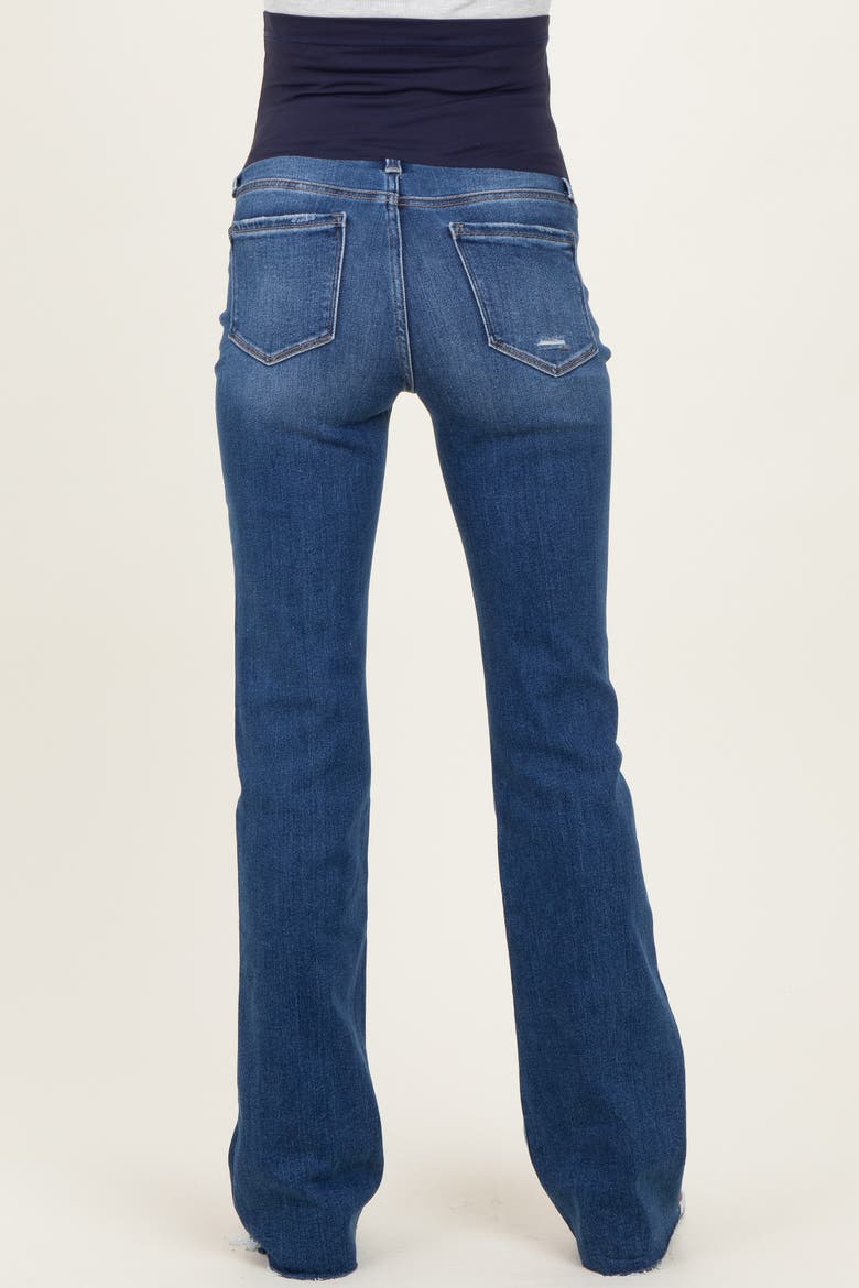 Frayed Hem Bootcut Maternity Jeans, Alternate, color, Navy Blue