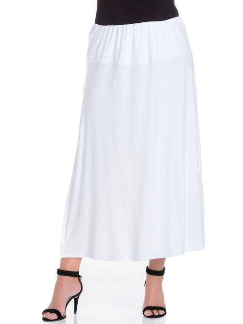 24seven Comfort Apparel Plus Size Comfortable Fit Elastic Waist Maxi Skirt In White