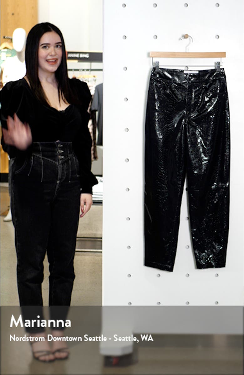 Elsa Snake Embossed Leather Pants, sales video thumbnail